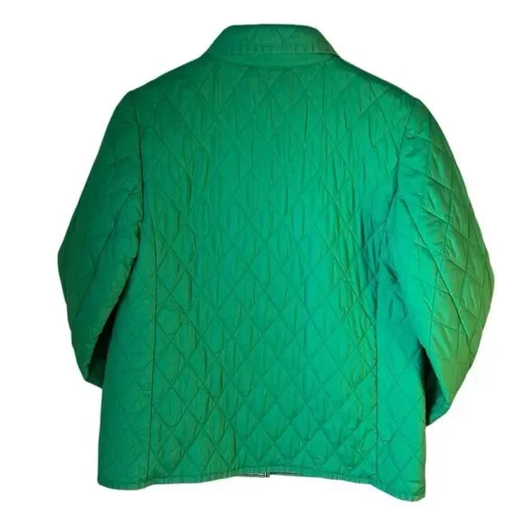 Talbots Kelly Green Quilted Barn Coat, S. Preppy Spring - Picture 4 of 14